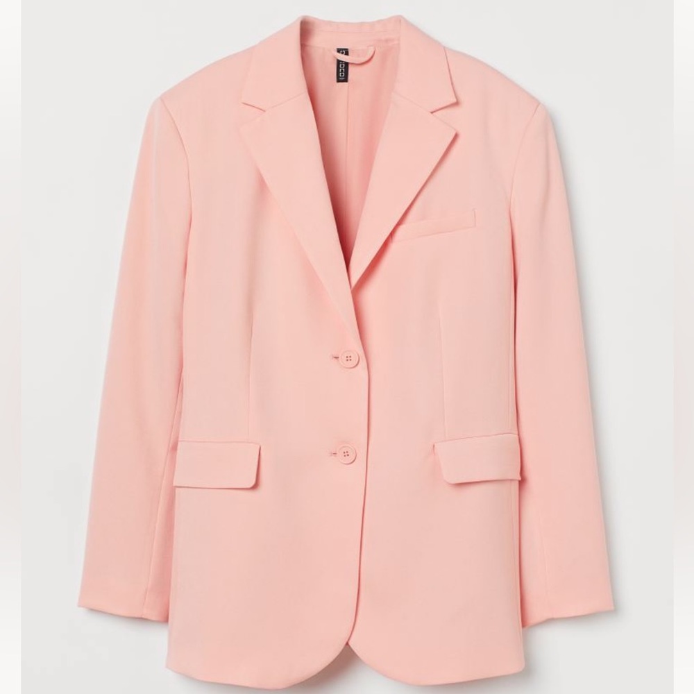 H&M OVERSIZED STRAIGHT CUT POWDER PINK BLAZER